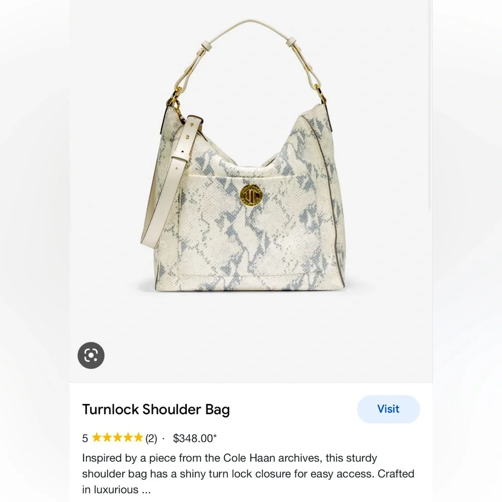 ๐๐๐๐ ๐๐๐๐ Leather Turnlock Snake Bag Off-White Bone Gray GORGEOUS! - Picture 2 of 16